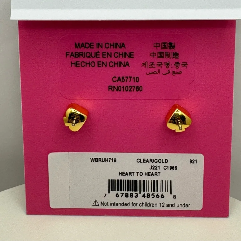 KATE SPADE 🩷 Heart to Heart Pave Triple Drop Earrings Gold Tone NWT